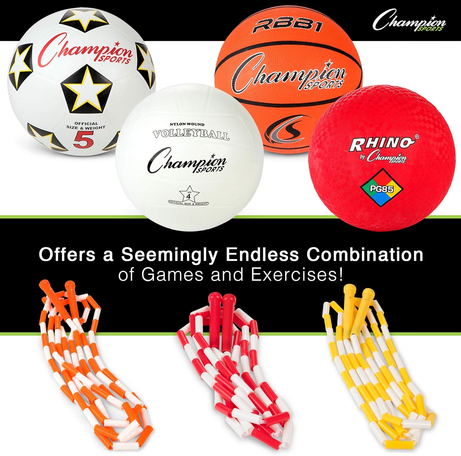 Champion Sports Physical Education Variety Playground Activity Set,White - Image 4